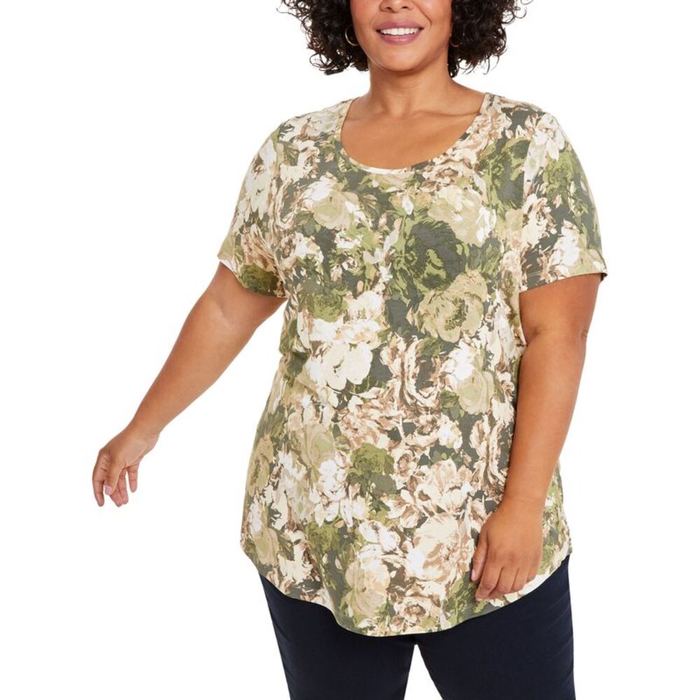 Plus Size Claudette Rose Scoop-Neck Top